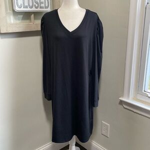 Lularoe Ava Solid Black Long Sleeve Dress NWT